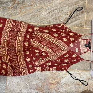 Forever 21 Red and Cream Patterned Women's Shorts Romper